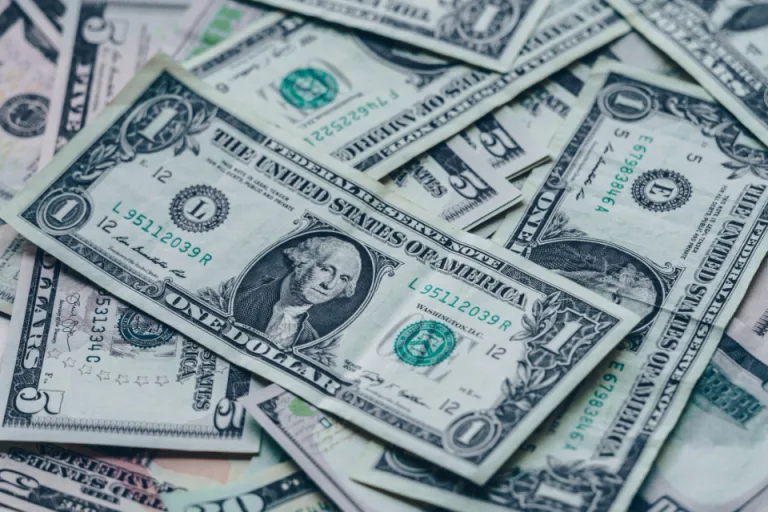 A loose pile of US dollar bills