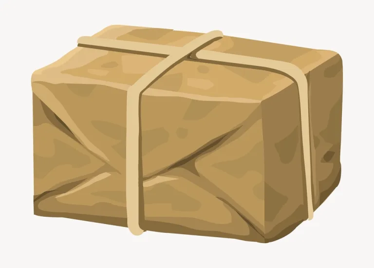 Illustration of a parcel wrapped in brown paper and tied with string